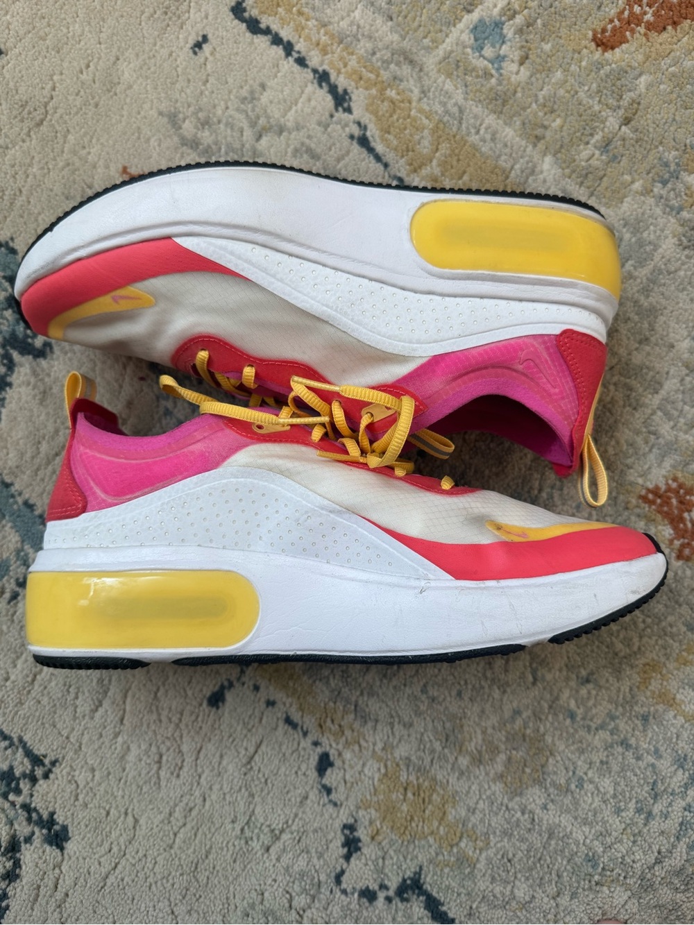Nike Airmax Women’s White Pink Yellow Athletic Sneakers